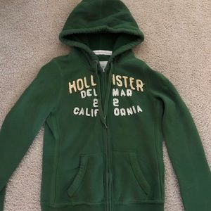 Dark green Hollister zip up sweatshirt